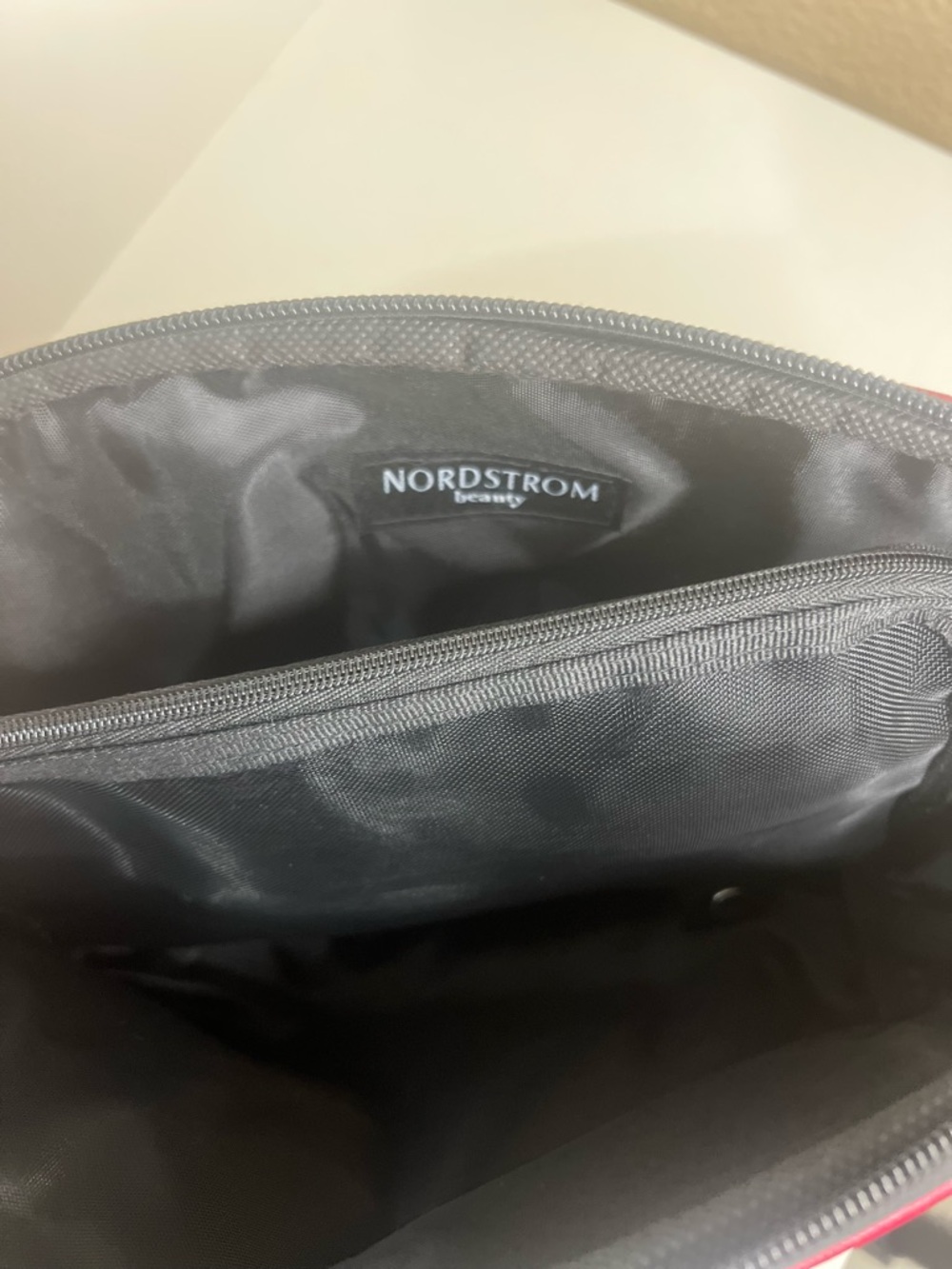 Nordstrom Beauty Black Cosmetic Pouch with Red Accent - Picture 5 of 9
